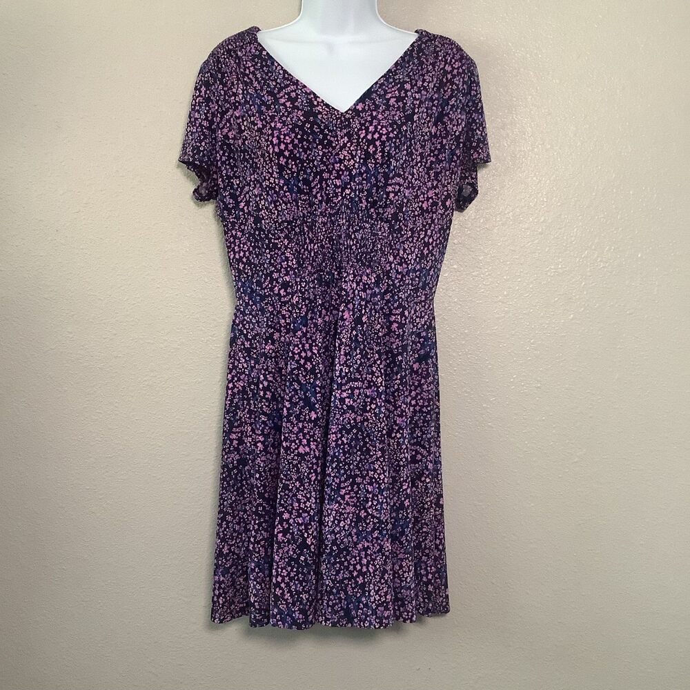 Maggy London Dark Feminine Witchy Whimsigoth Stretchy Floral Smocked Dress 12 P
